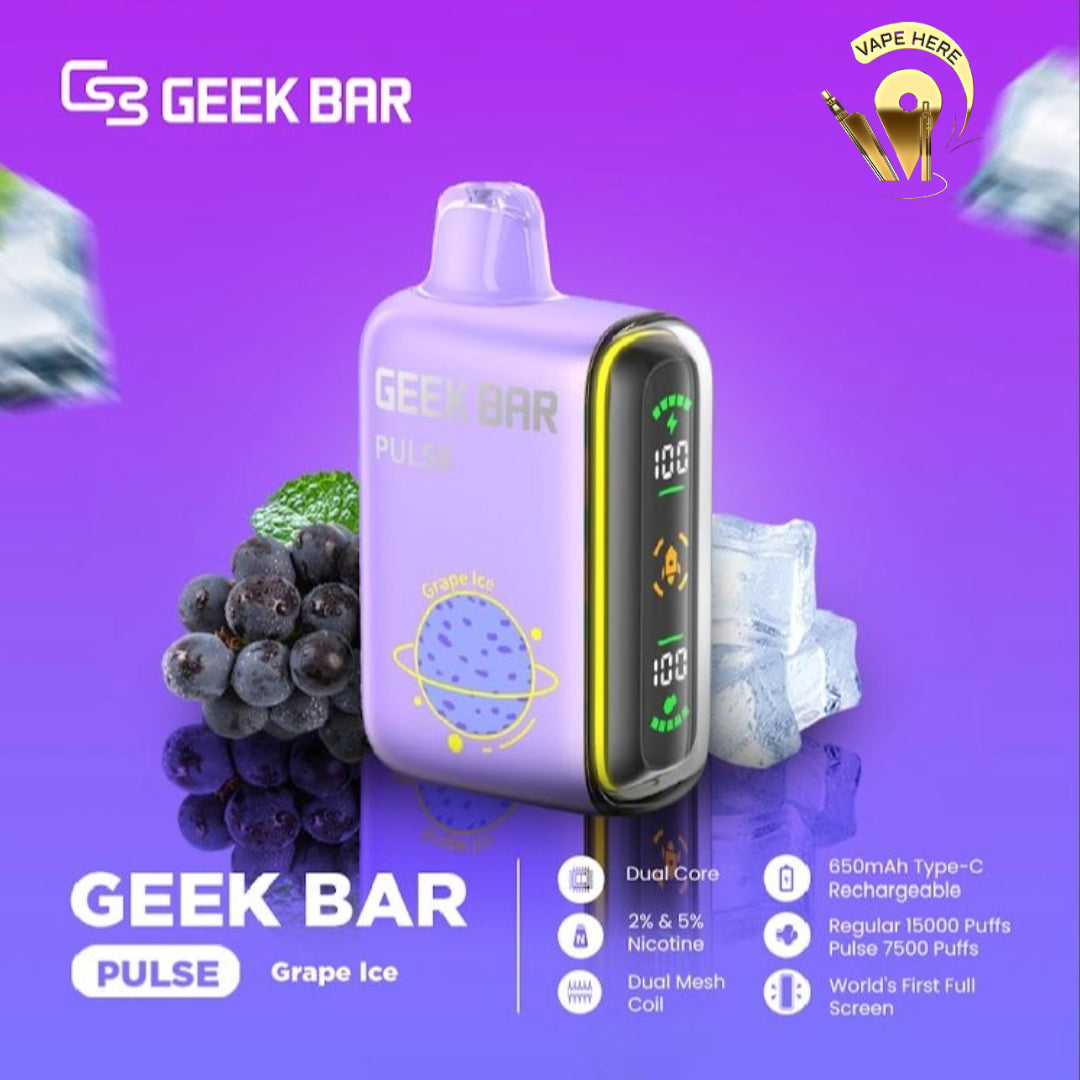 Geek Bar Pulse 15000 Puffs Disposable Vape Grape Ice UAE Dubai