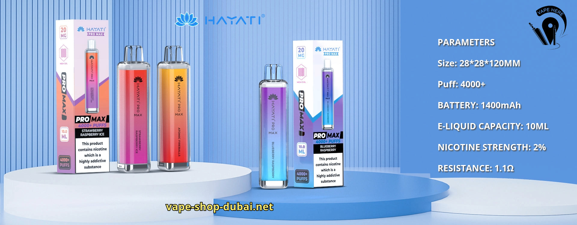 Hayati Pro Max 4000 20mg Disposable Vape Features