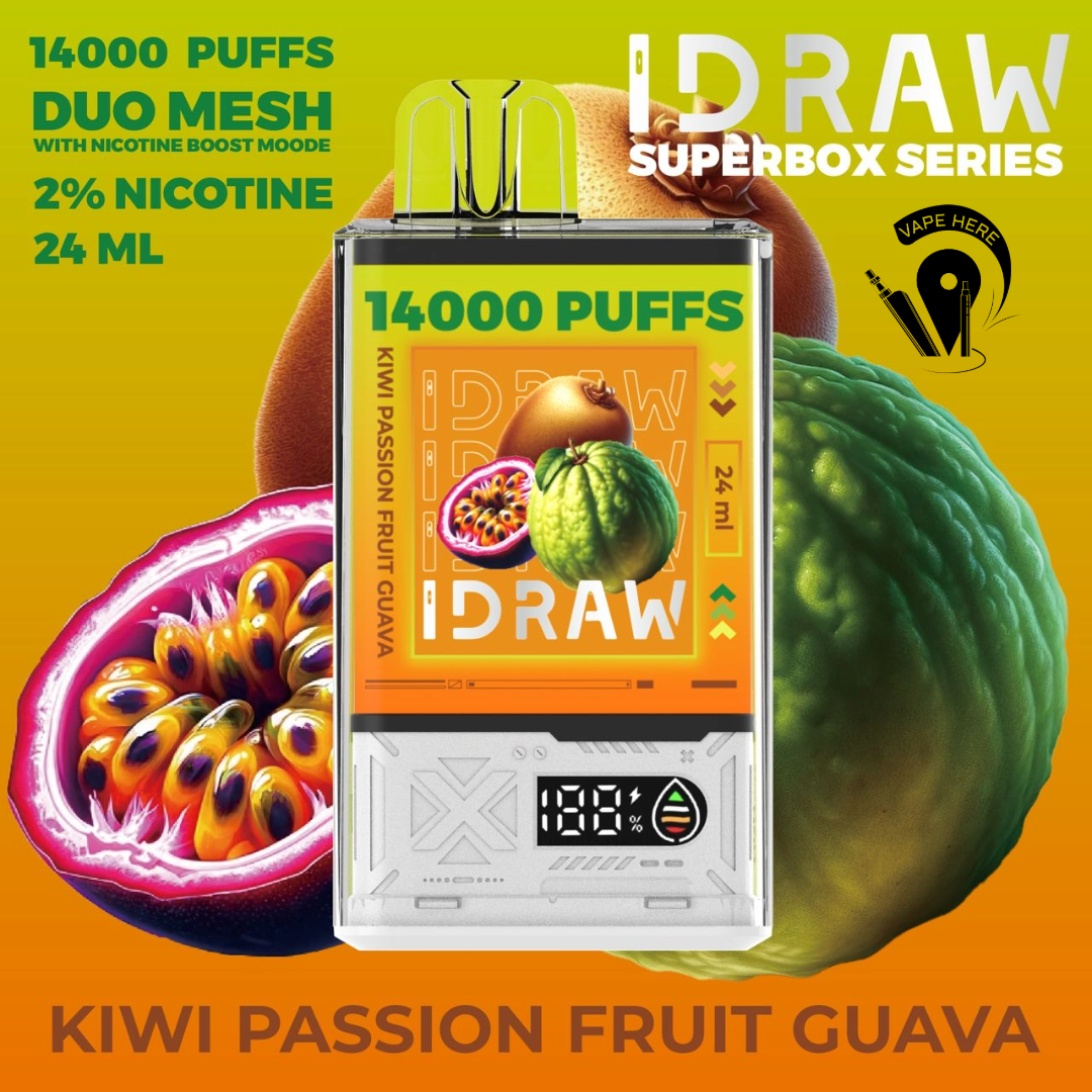 IDRAW SUPERBOX 14000 Puffs Disposable Vape Kiwi Passionfruit Guava