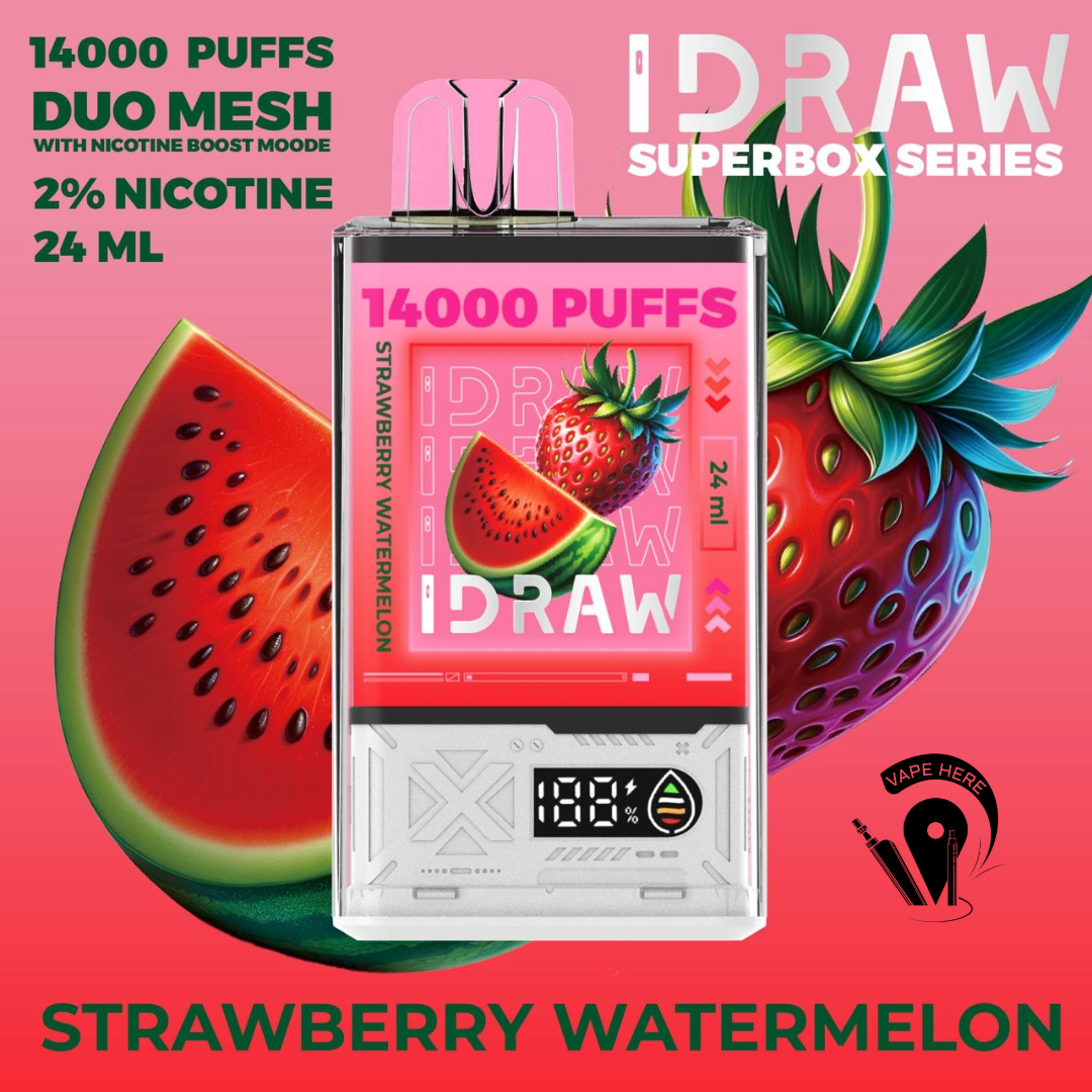 IDRAW SUPERBOX 14000 Puffs Disposable Vape Watermelon Strawberry UAE Abu Dhabi