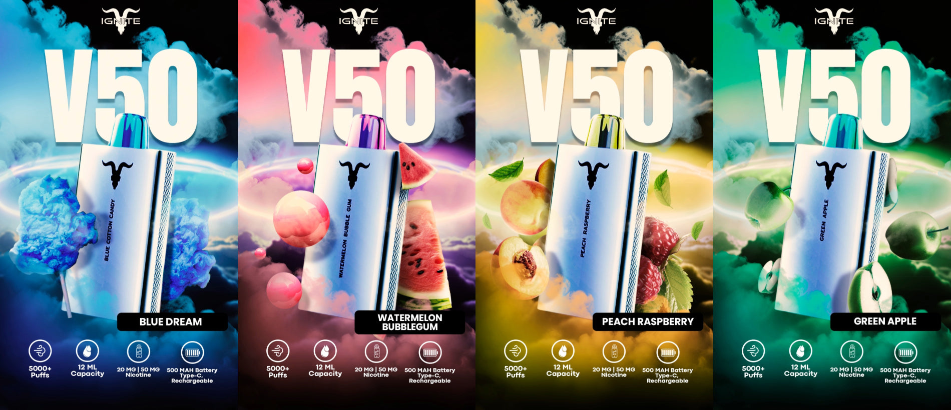 IGNITE V50 Disposable Vape 5000 PUFFS (20&50mg) UAE Abu Dhabi