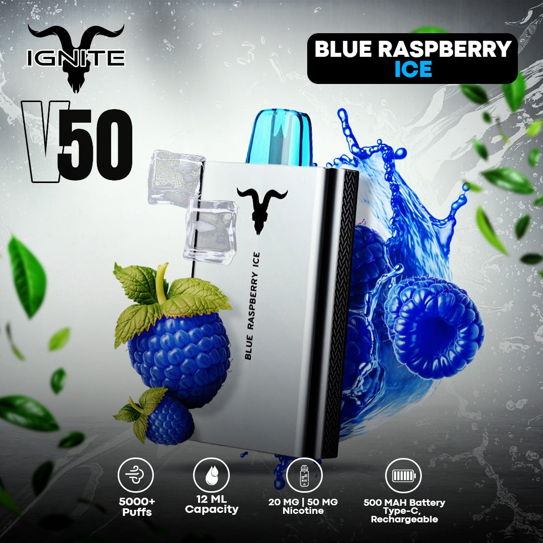 IGNITE V50 Disposable Vape Blue Raspberry Ice