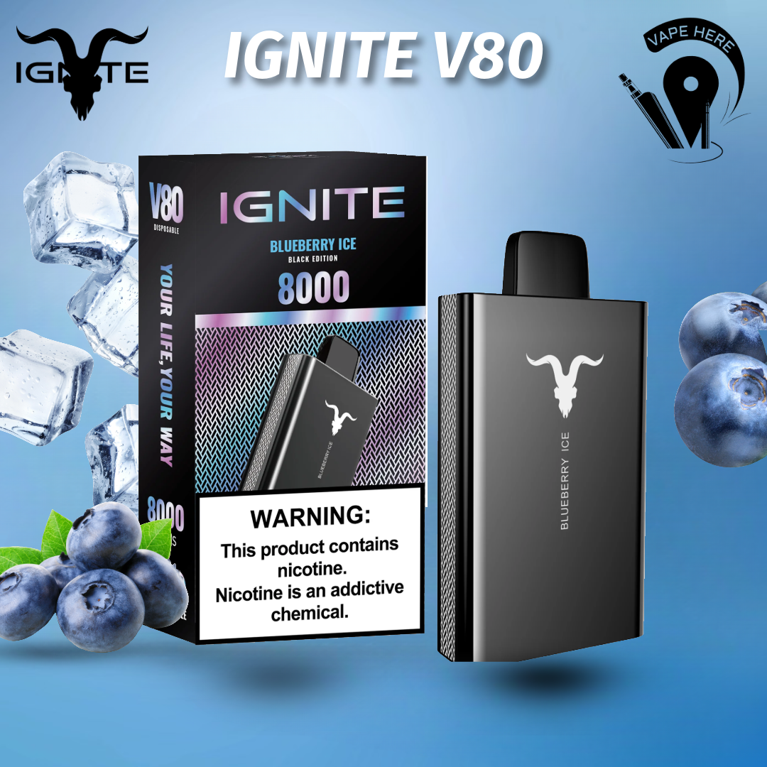IGNITE V80 Disposable Vape 8000 PUFFS 50MG Blueberry Ice UAE Dubai