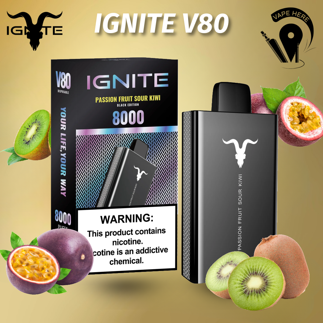 IGNITE V80 Disposable Vape 8000 PUFFS 50MG Passionfruit Sour Kiwi UAE Ras Al Khaimah