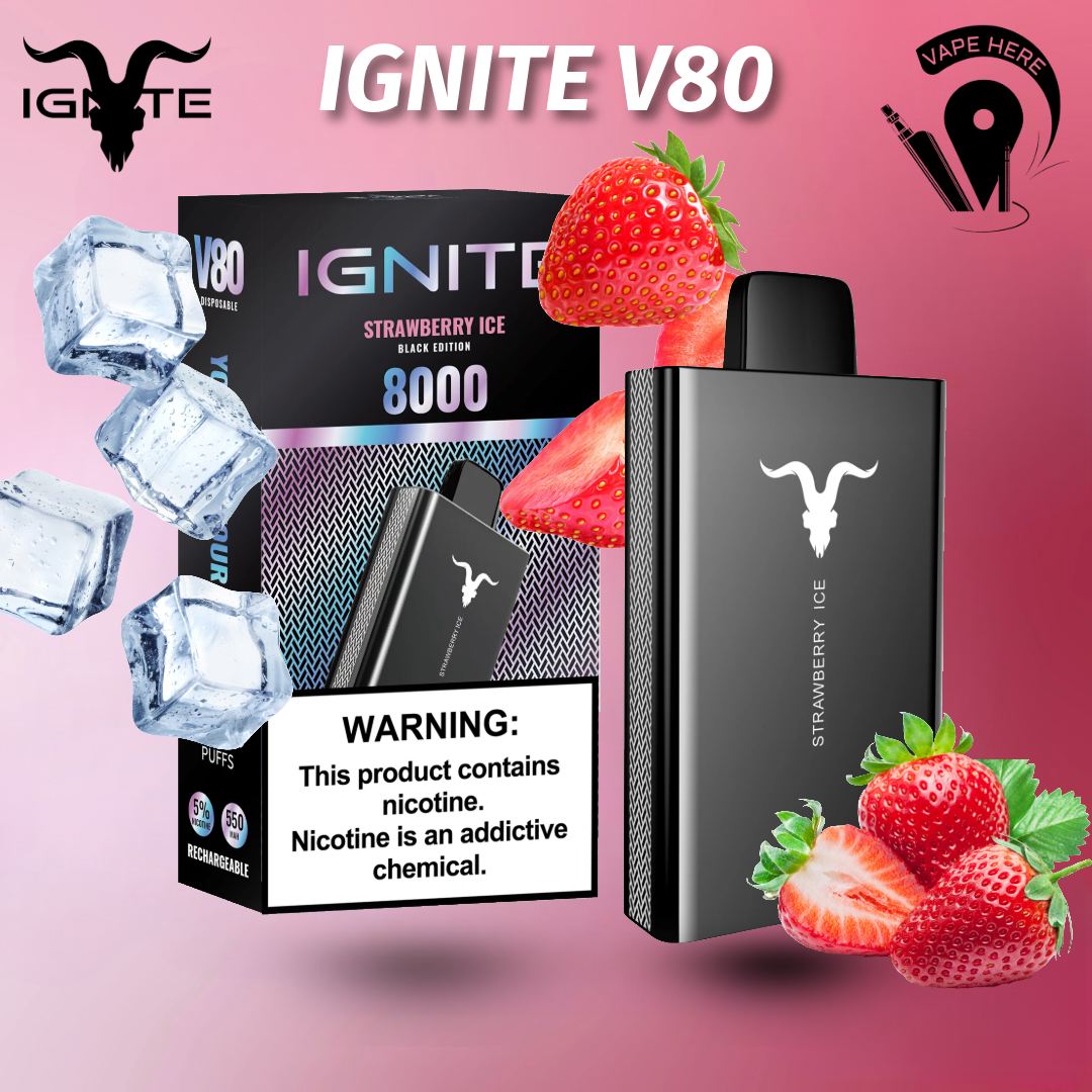 IGNITE V80 Disposable Vape 8000 PUFFS 50MG Strawberry Ice UAE Abu Dhabi