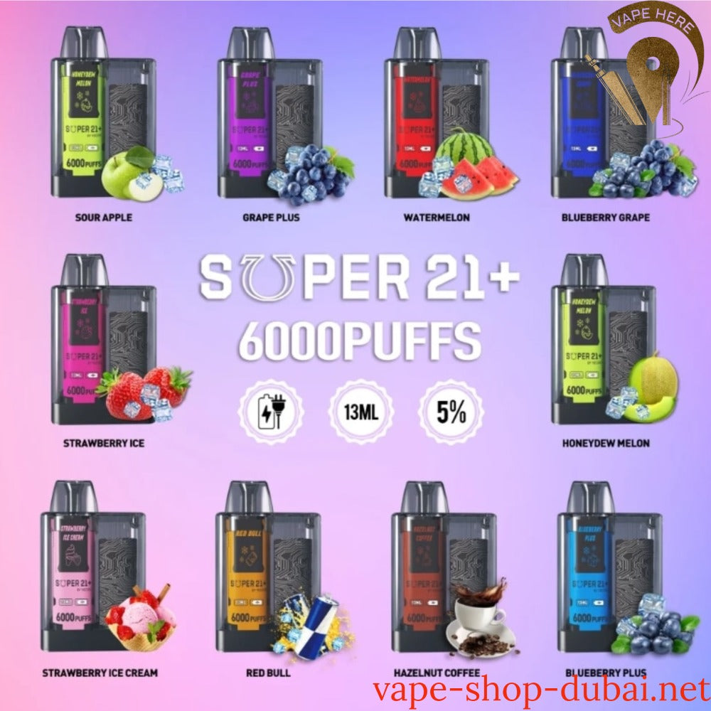 SUPER 21+ 6000 Puffs Disposable Kit UAE Vape Shop Dubai