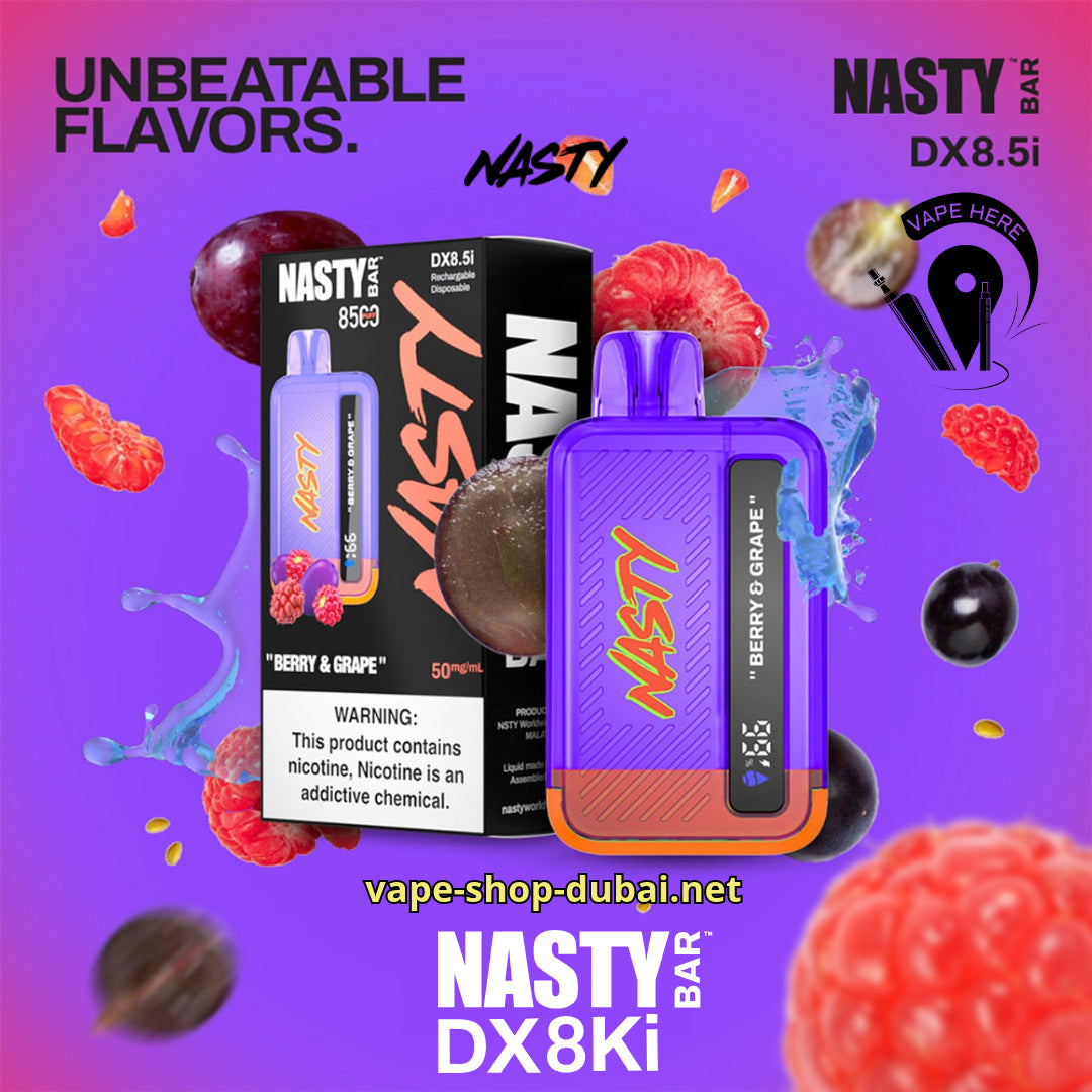 NASTY BAR DX8.5i 8500 Puffs Disposable Vape Berry Grape UAE Dubai