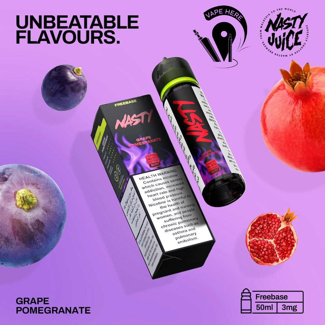 Nasty Vape Juice 3mg 50ml Esma Approved E-Liquids Grape Pomegranate UAE Abu Dhabi