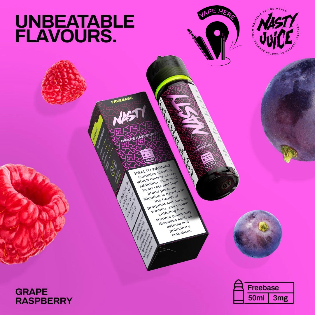Nasty Vape Juice 3mg 50ml Esma Approved E-Liquids Grape Raspberry UAE Ajman