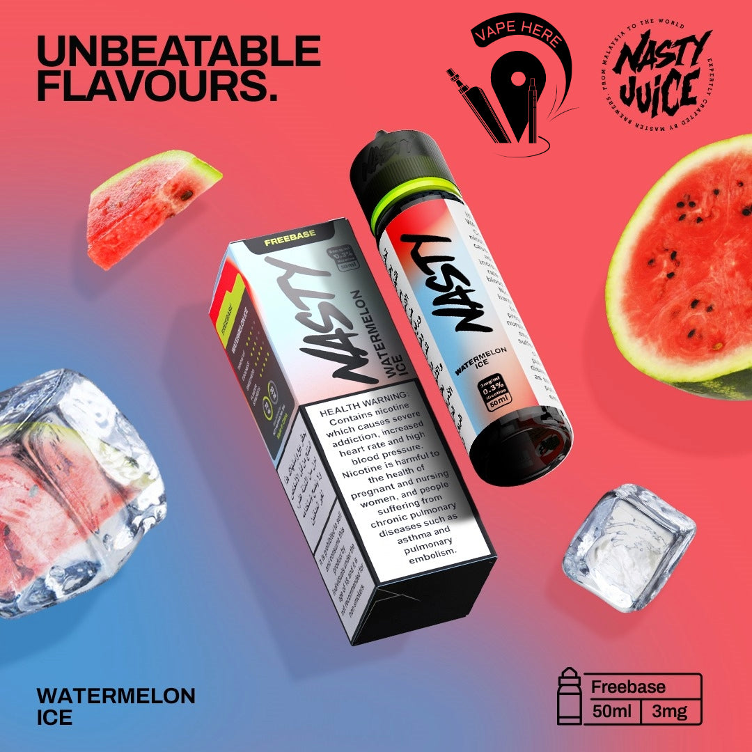 Nasty Vape Juice 3mg 50ml Esma Approved E-Liquids Watermelon Ice UAE Abu Dhabi