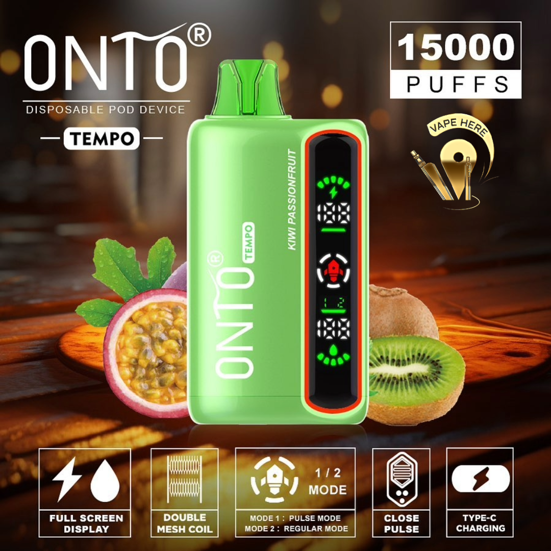 ONTO TEMPO 15000 Puffs Display Disposable Vape Kiwi Passionfruit UAE Umm Al Quwain