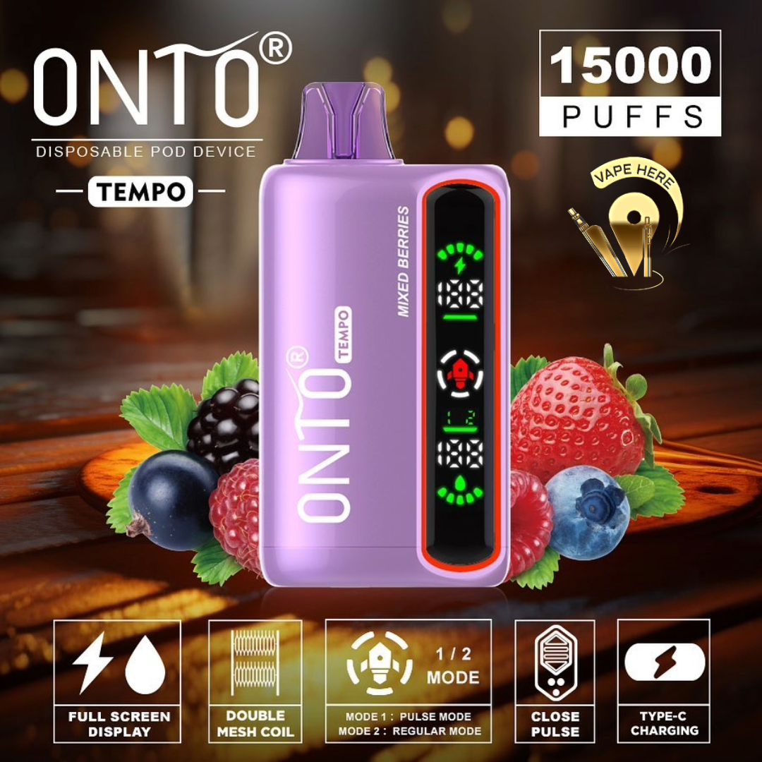 ONTO TEMPO 15000 Puffs Display Disposable Vape Mixed Berries UAE Abu Dhabi