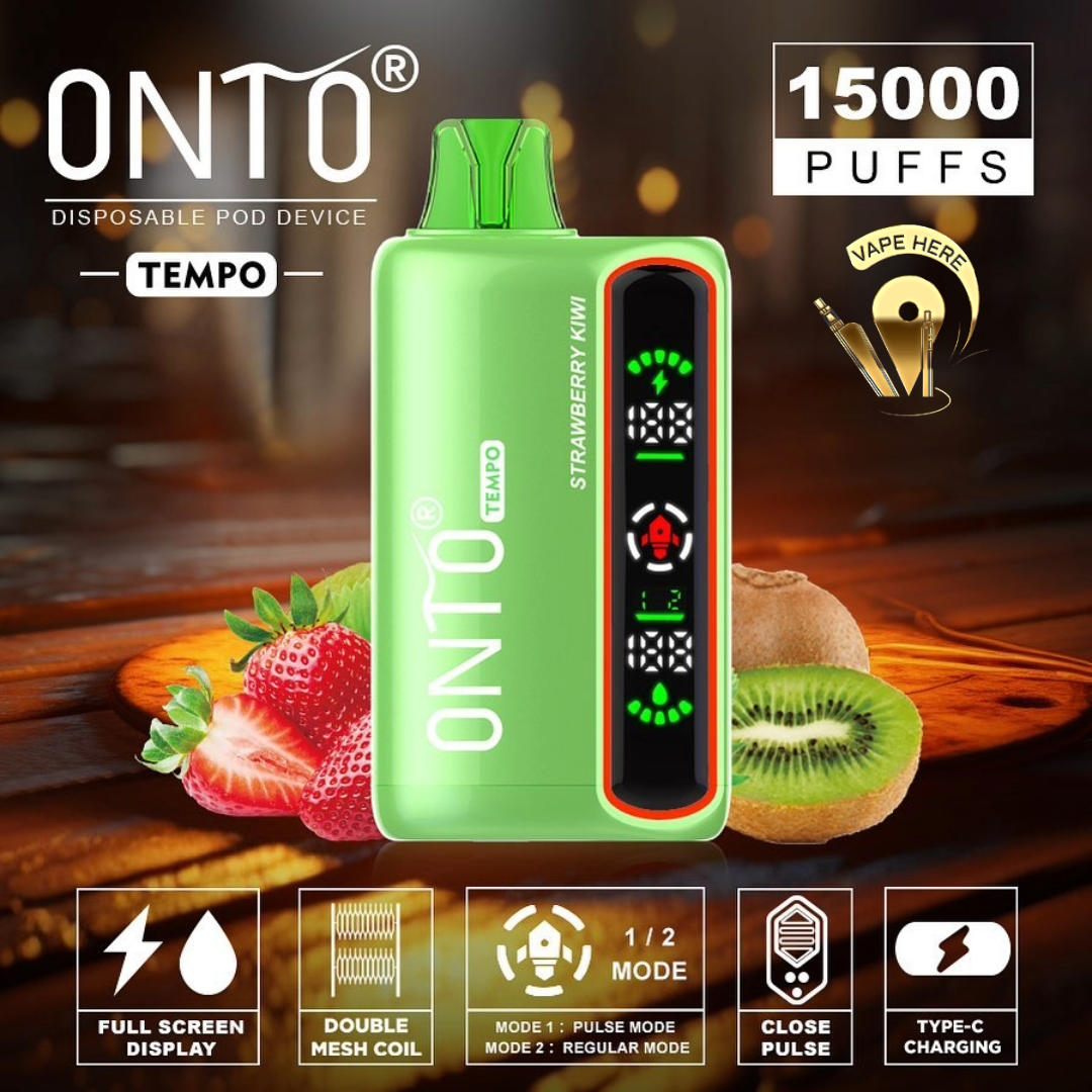 ONTO TEMPO 15000 Puffs Display Disposable Vape Strawberry Kiwi UAE Abu Dhabi