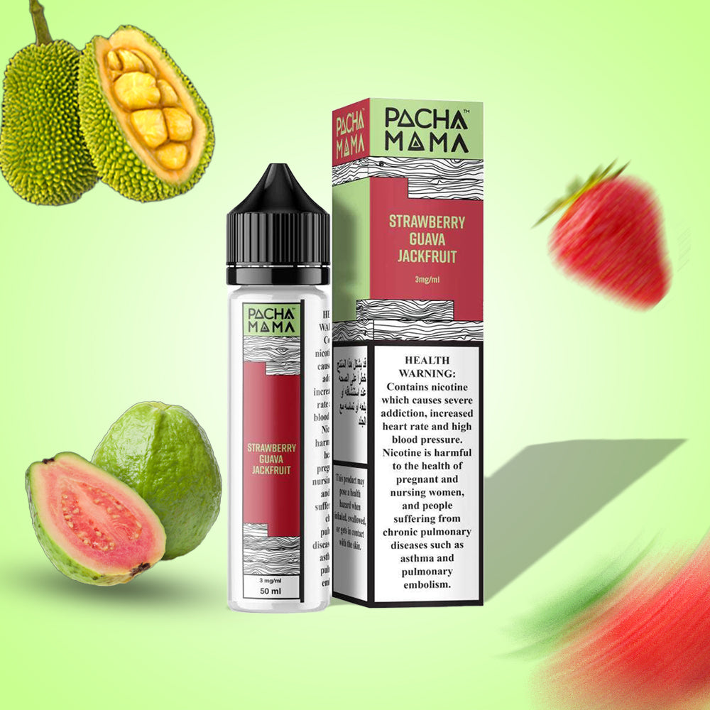 Pacha Mama Juice 20mg ESMA Approved Nic Salt 30ml Strawberry Guava Jackfruit UAE Umm Al Quwain