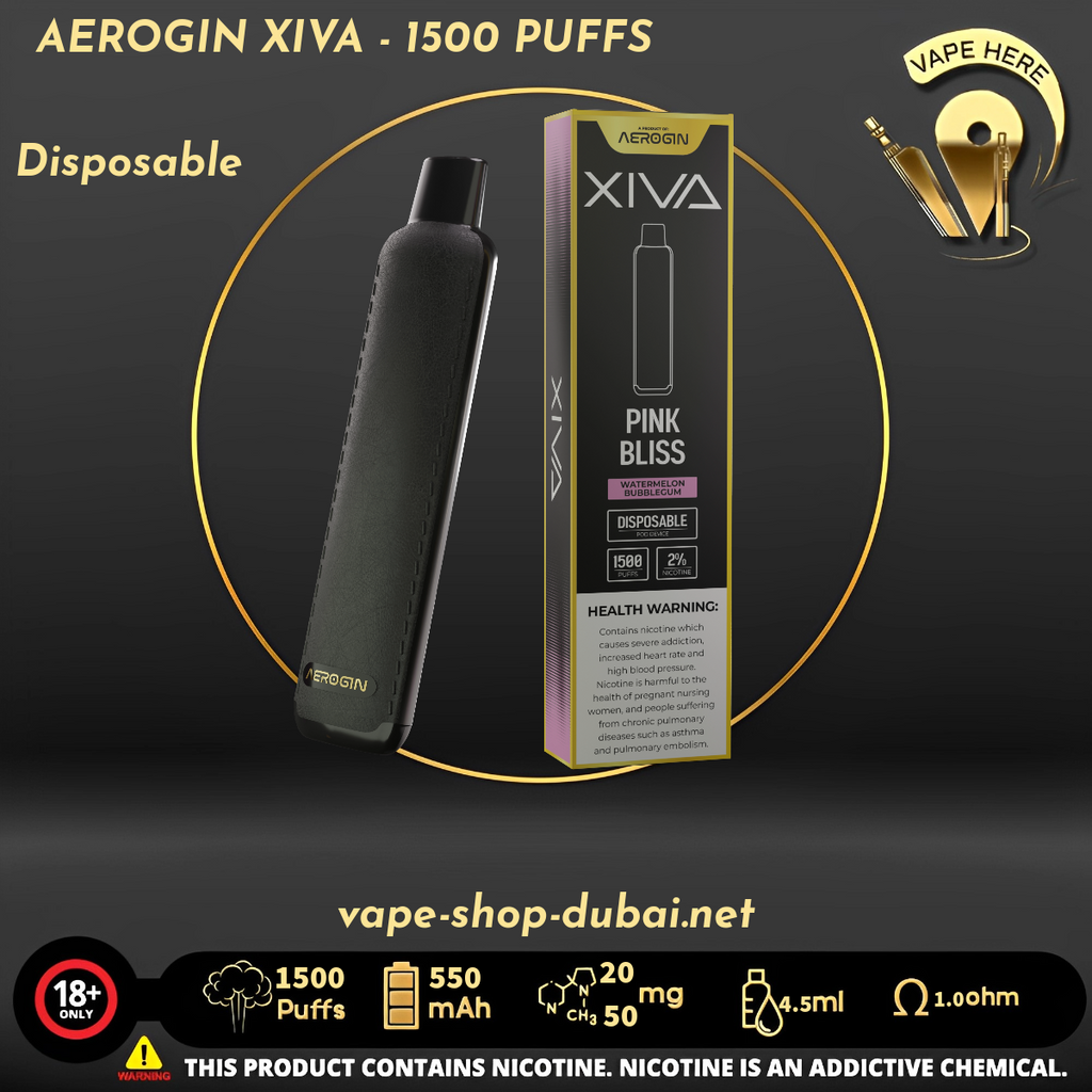 AEROGIN XIVA - 1500 PUFFS (20MG&50MG) DISPOSABLE VAPE UAE Dubai