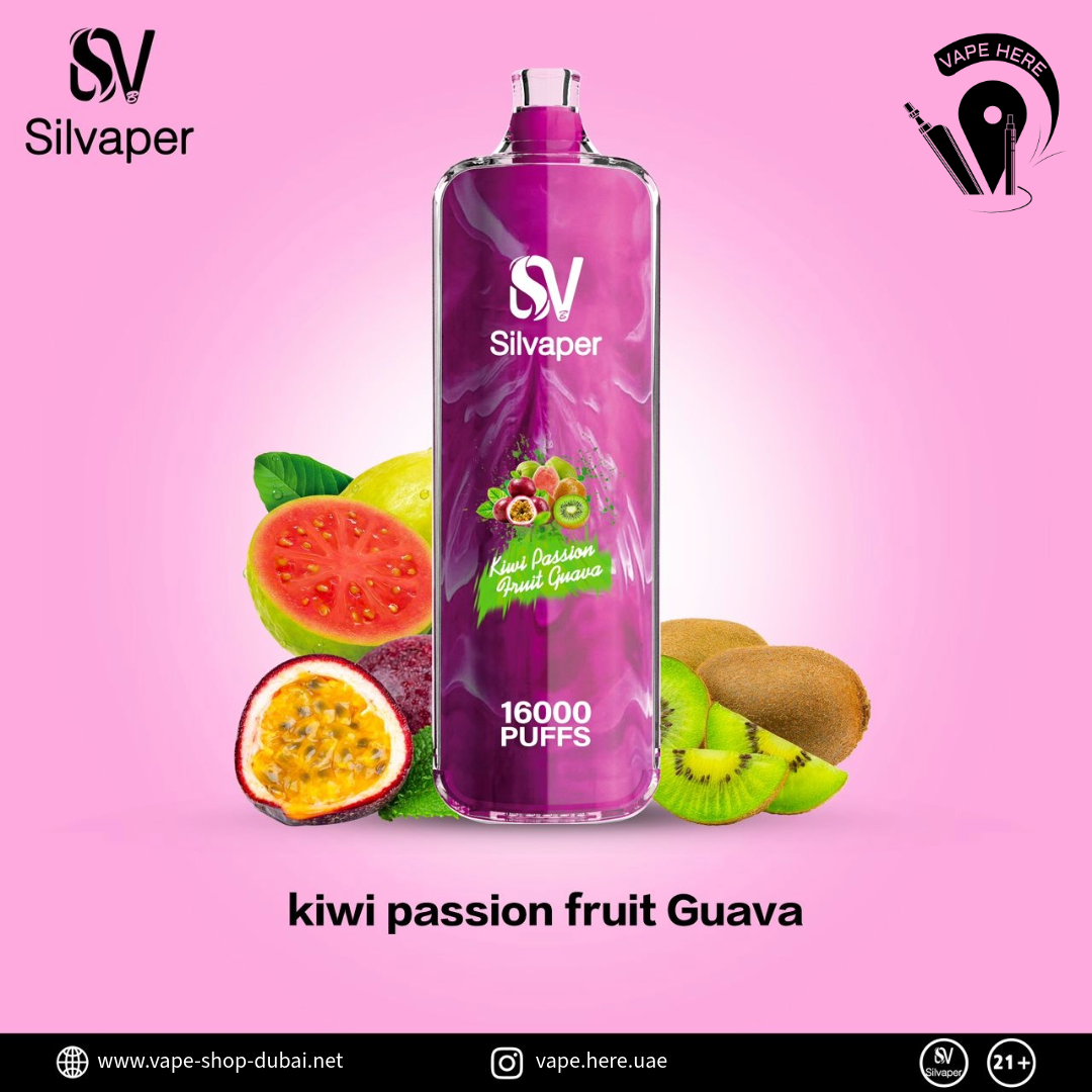 Silvaper Rocket 16000 Puffs Disposable Vape DTL 3mg Kiwi Passion Fruit Guava UAE Abu Dhabi