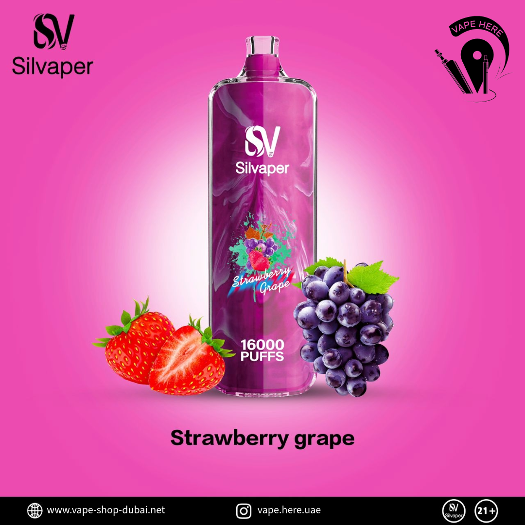 Silvaper Rocket 16000 Puffs Disposable Vape DTL 3mg Strawberry Grape UAE Sharjah