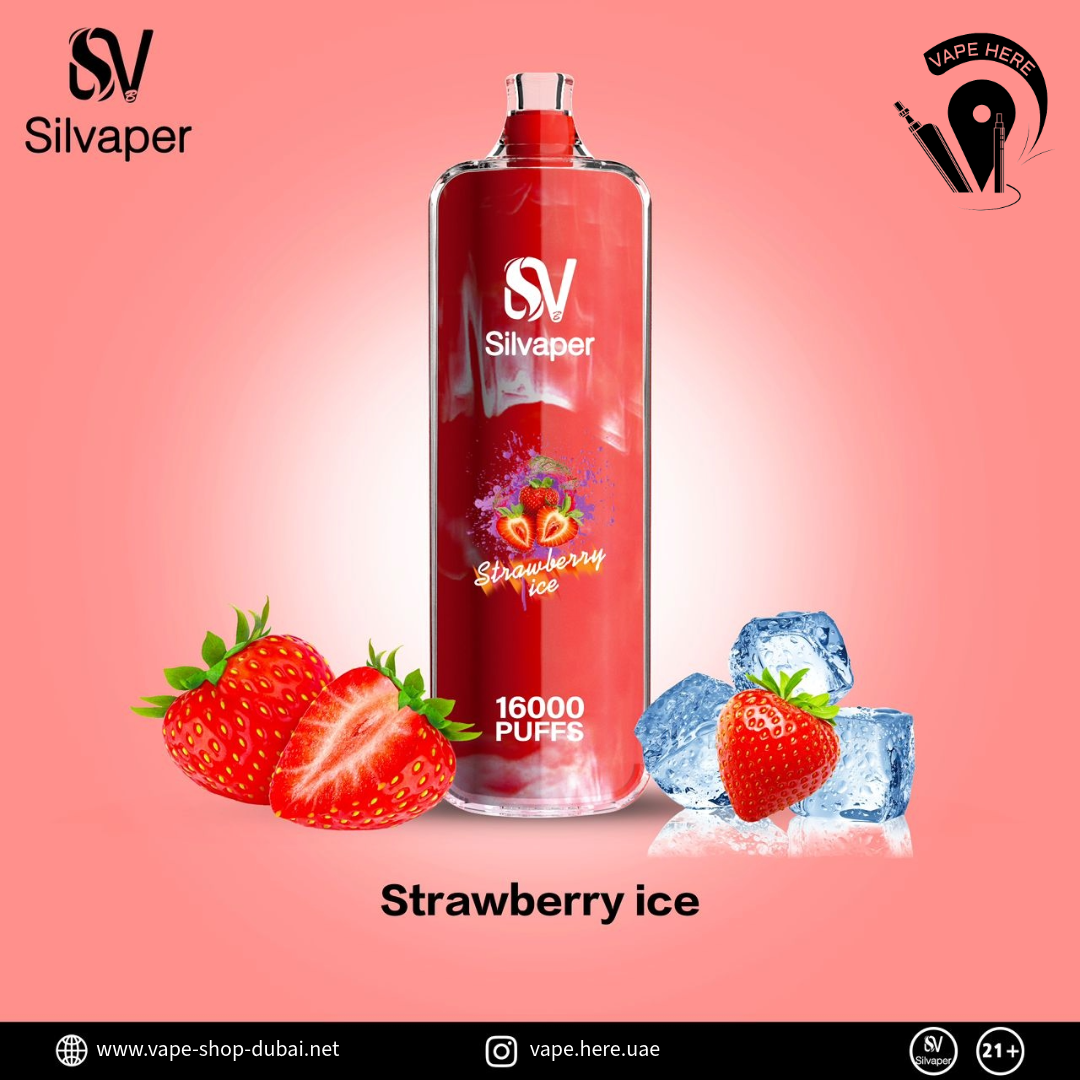Silvaper Rocket 16000 Puffs Disposable Vape DTL 3mg Strawberry Ice UAE Abu Dhabi