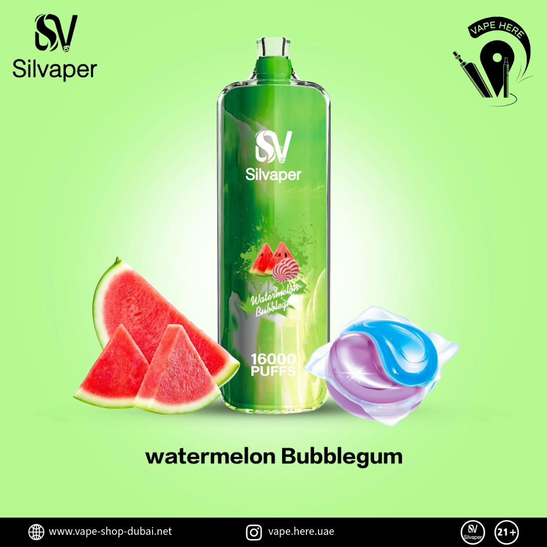 Silvaper Rocket 16000 Puffs Disposable Vape DTL 3mg Watermelon Bubblegum UAE Al Ain