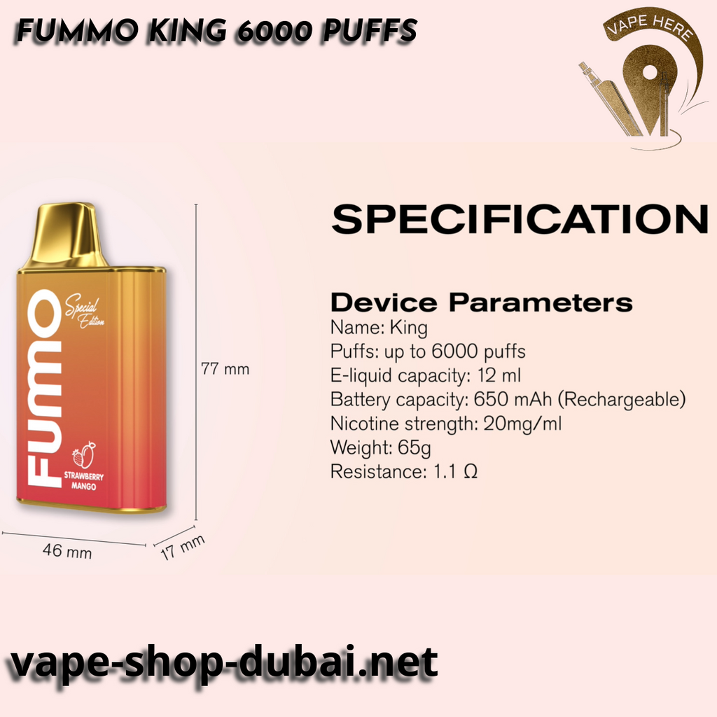 FUMMO KING 6000 PUFFS 20 MG DISPOSABLE VAPE UAE Dubai