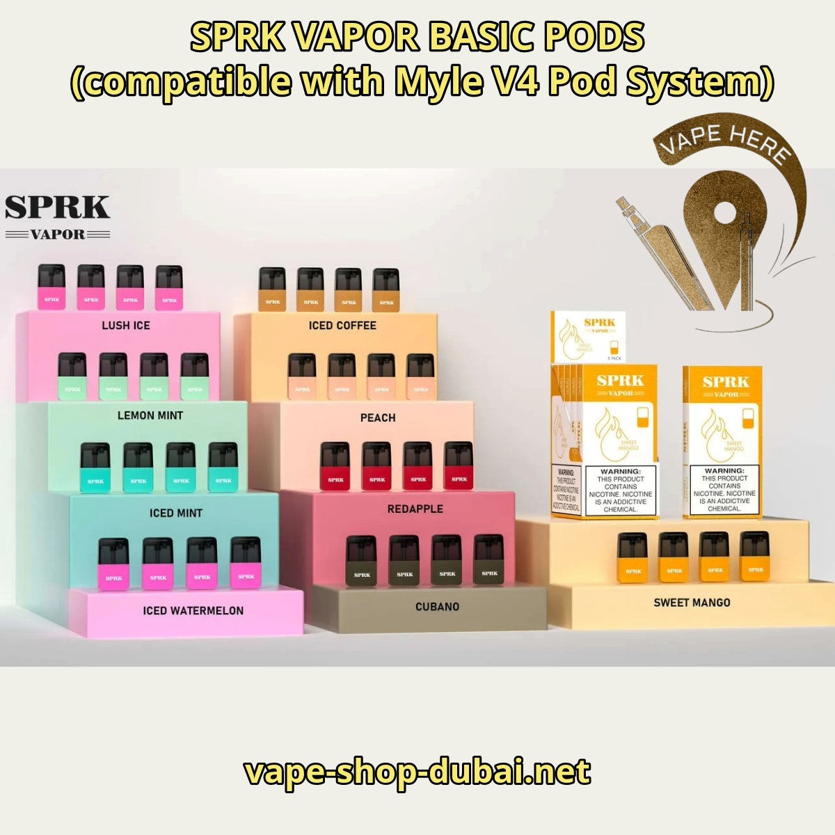 SPRK VAPOR BASIC PODS (compatible with Myle V4 Pod System) UAE Dubai