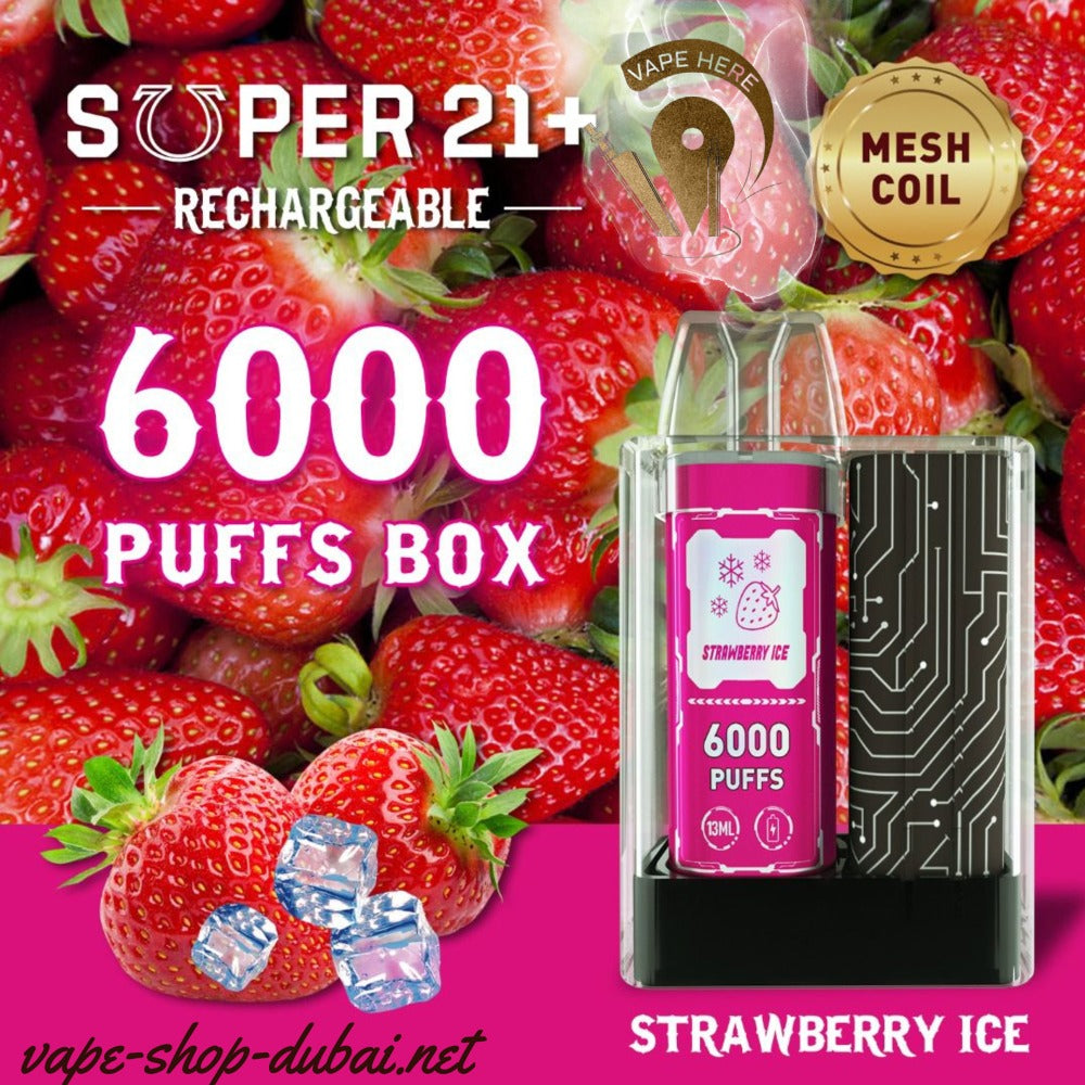 SUPER 21+ 6000 Puffs Disposable Kit UAE strawberry