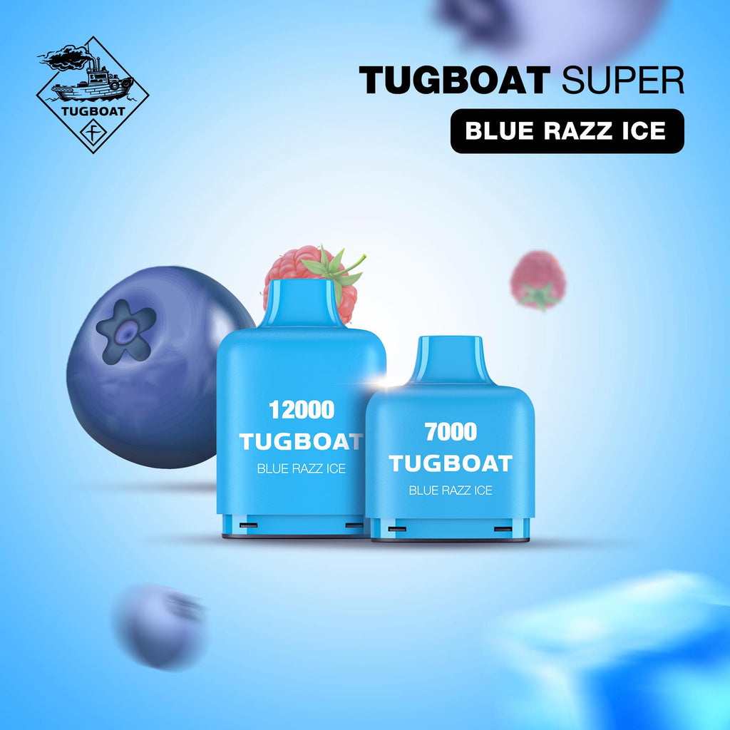 TUGBOAT SUPER 12000 PUFFS DISPOSABLE VAPE price in Dubai Vape Here store UAE Abu Dhabi blue razz ice