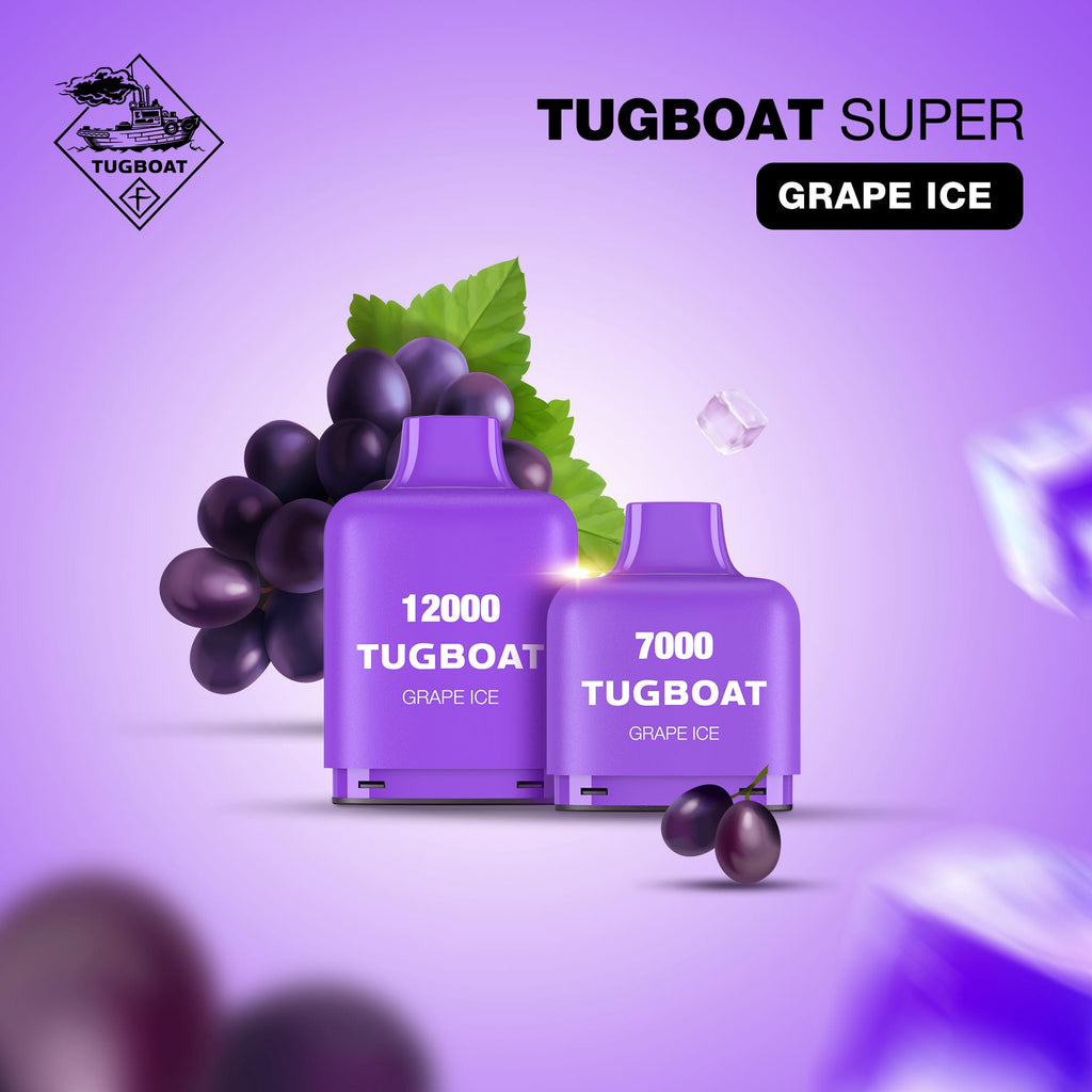 TUGBOAT SUPER 12000 PUFFS DISPOSABLE VAPE price in Dubai Vape Here store UAE Abu Dhabi grape ice