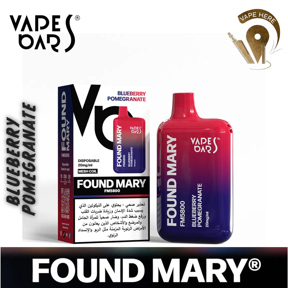 VAPES BARS FOUND MARY  FM 5800 PUFFS DISPOSABLE VAPE Blueberry Pomigranate Vape here store dubai uae abu dhabi