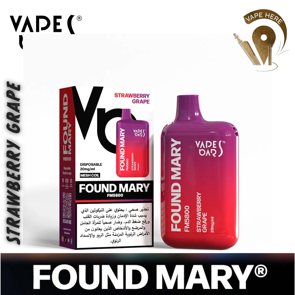 VAPES BARS FOUND MARY  FM 5800 PUFFS DISPOSABLE VAPE Strawberry Grape Vape here store dubai uae abu dhabi