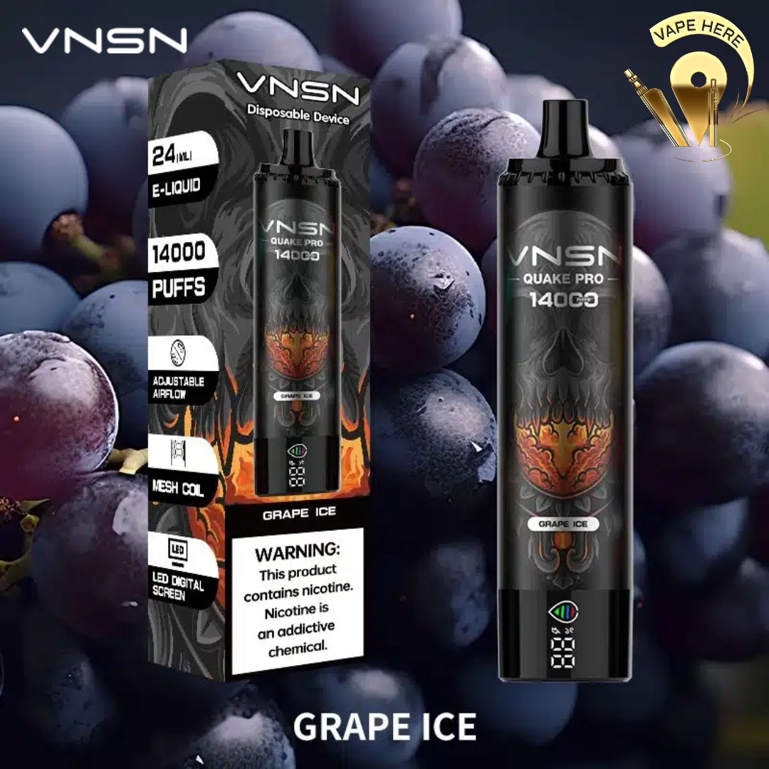 VNSN QUAKE PRO 14000 Puffs Disposable Vape Grape Ice UAE Al Ain