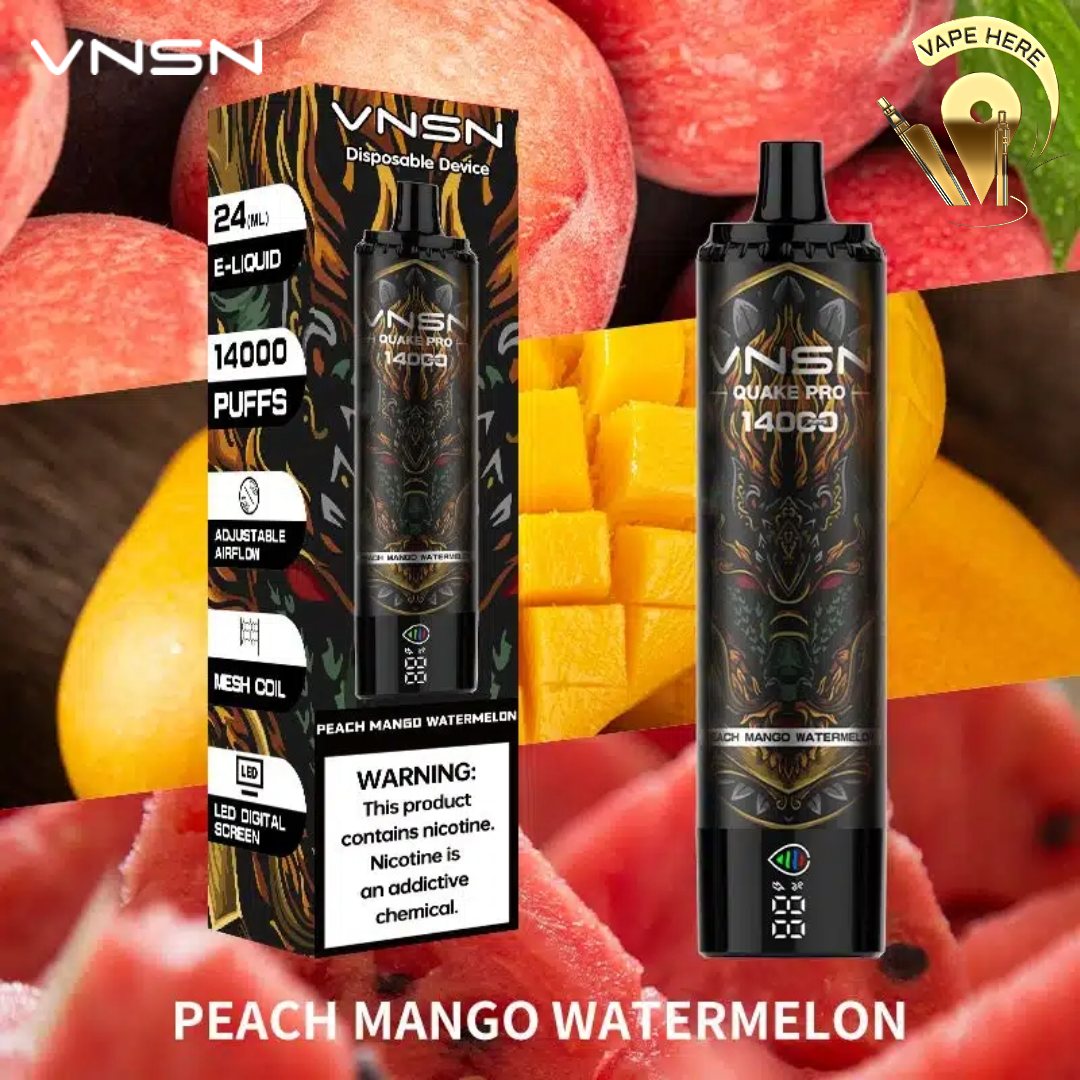 VNSN QUAKE PRO 14000 Puffs Disposable Vape Peach Mango Watermelon UAE Ras Al Khaimah