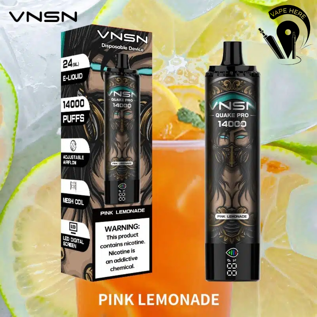VNSN QUAKE PRO 14000 Puffs Disposable Vape Pink Lemonade UAE Umm Al Quwian