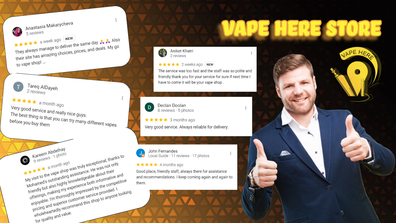 Vape Here UAE customer testimonials and reviews