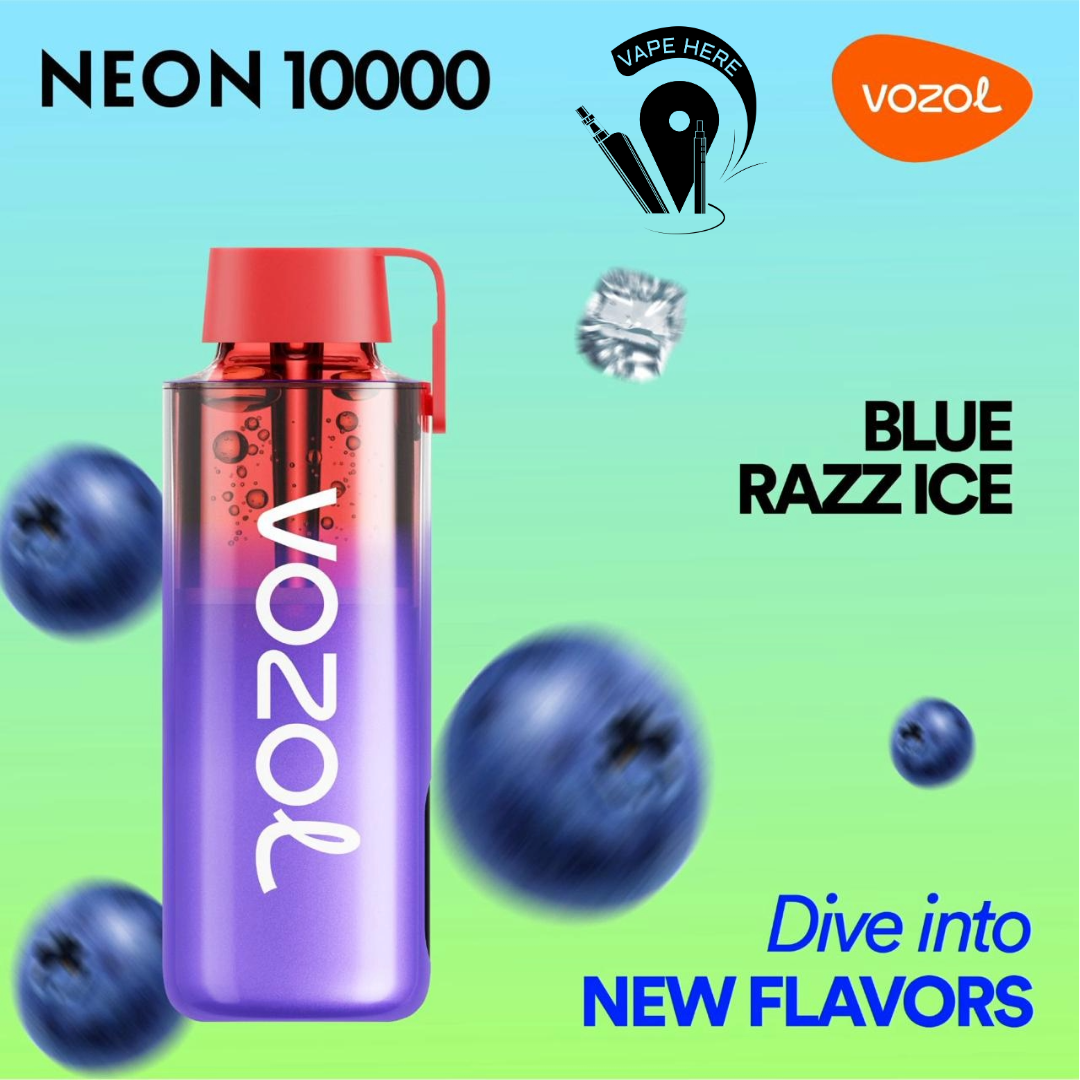 Vozol NEON 10000 Puffs Disposable Vape Blue Razz Ice UAE Abu Dhabi
