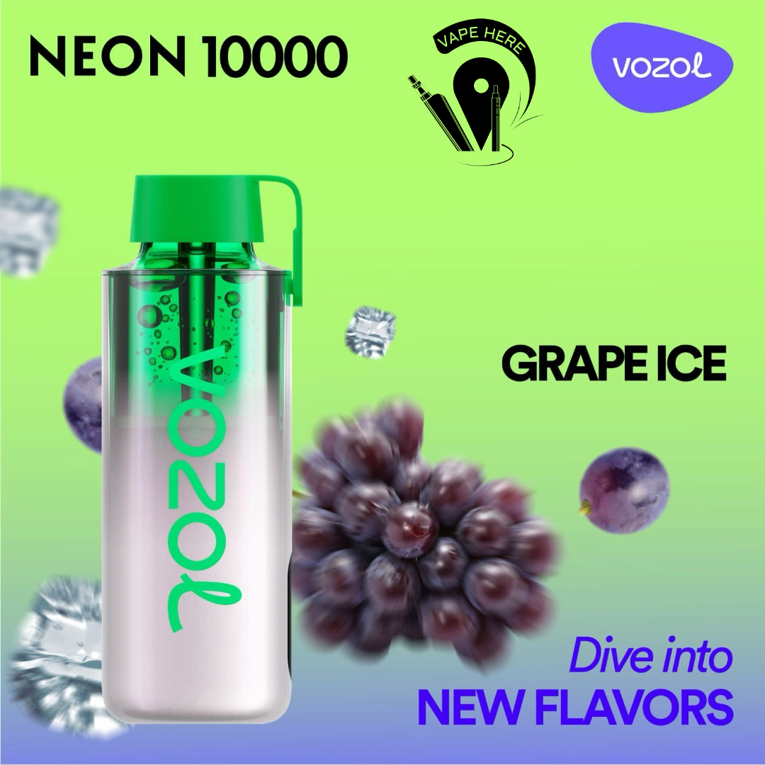 Vozol NEON 10000 Puffs Disposable Vape Grape Ice UAE Duabi