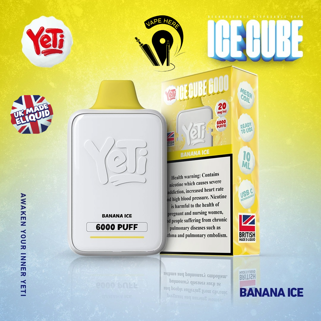 Yeti Ice Cube 6000 Puffs Disposable Vape 20mg Banana Ice UAE Ras Al Khaimah