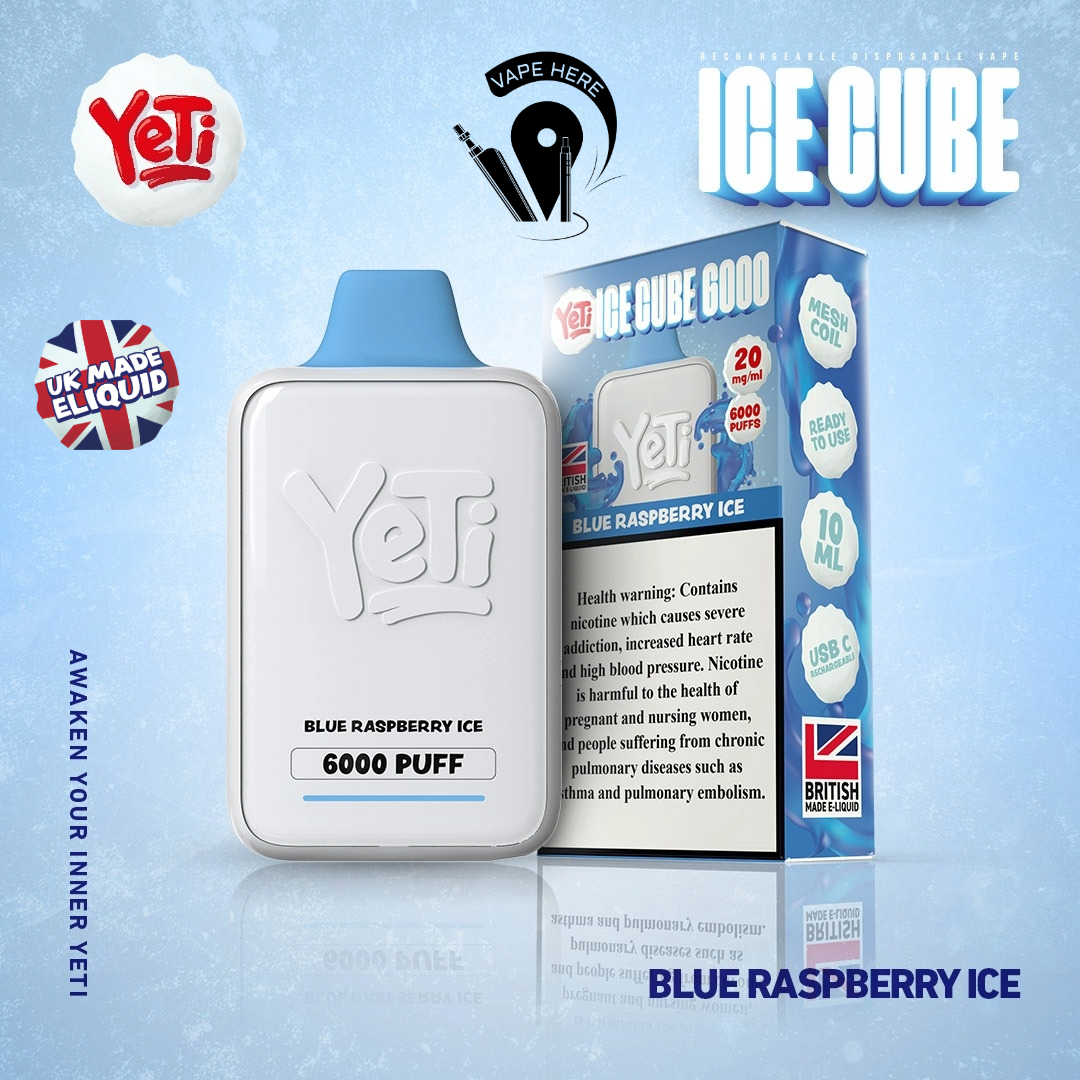 Yeti Ice Cube 6000 Puffs Disposable Vape 20mg UAE Blue Raspberry Ice UAE Al Ain