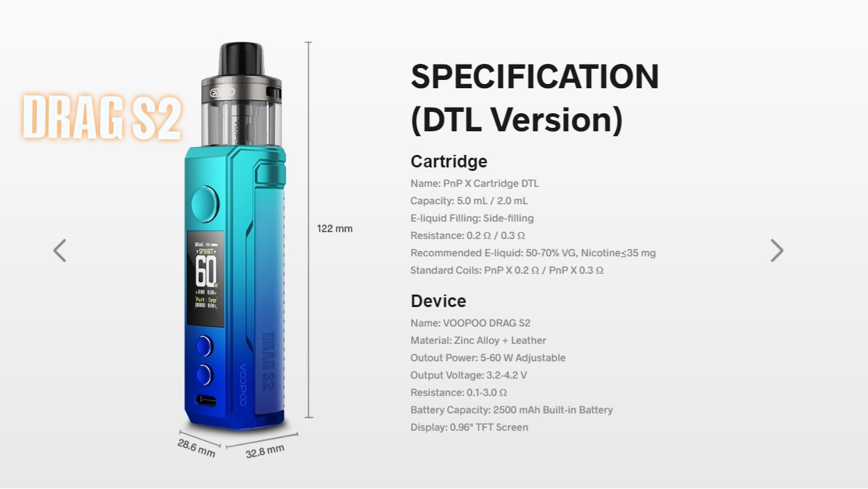 voopoo Drag S2 specifications