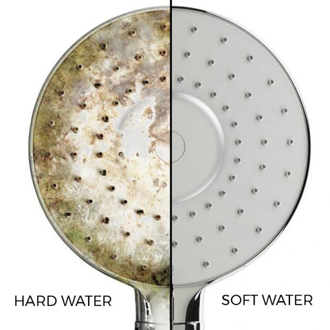 Hard Water leaves scum, soft water doesn't.