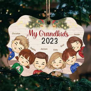 Awesome Like My Grandkids - Family Personalized Custom Ornament - Wood Benelux Shaped - Christmas Gift For Family Members - bigfamgift