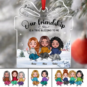 Besties - Our Friendship is a True Blessing to me - Personalized Transparent Ornament - bigfamgift