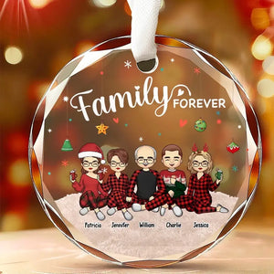 Family Makes The Season Bright - Family Personalized Custom Circle Glass Ornament - Christmas Gift For Family Members - bigfamgift