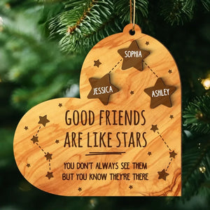 Good Friends Are Like Stars Personalized 2-Layer Wooden Ornament, Best Friends Gift - bigfamgift