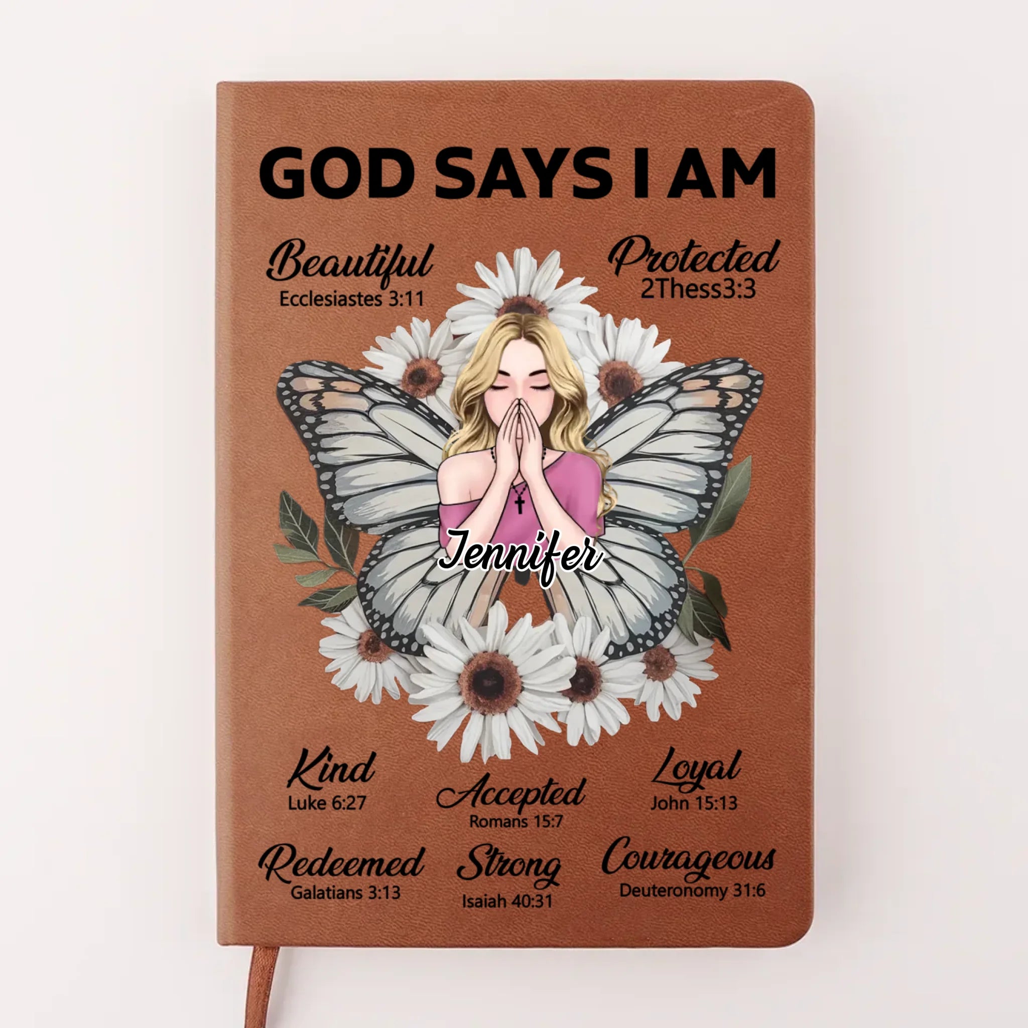 Beautiful In God's Eyes - Family Personalized Custom Leather Journal - Gift For Yourself, Best Friends, Siblings, Family Members