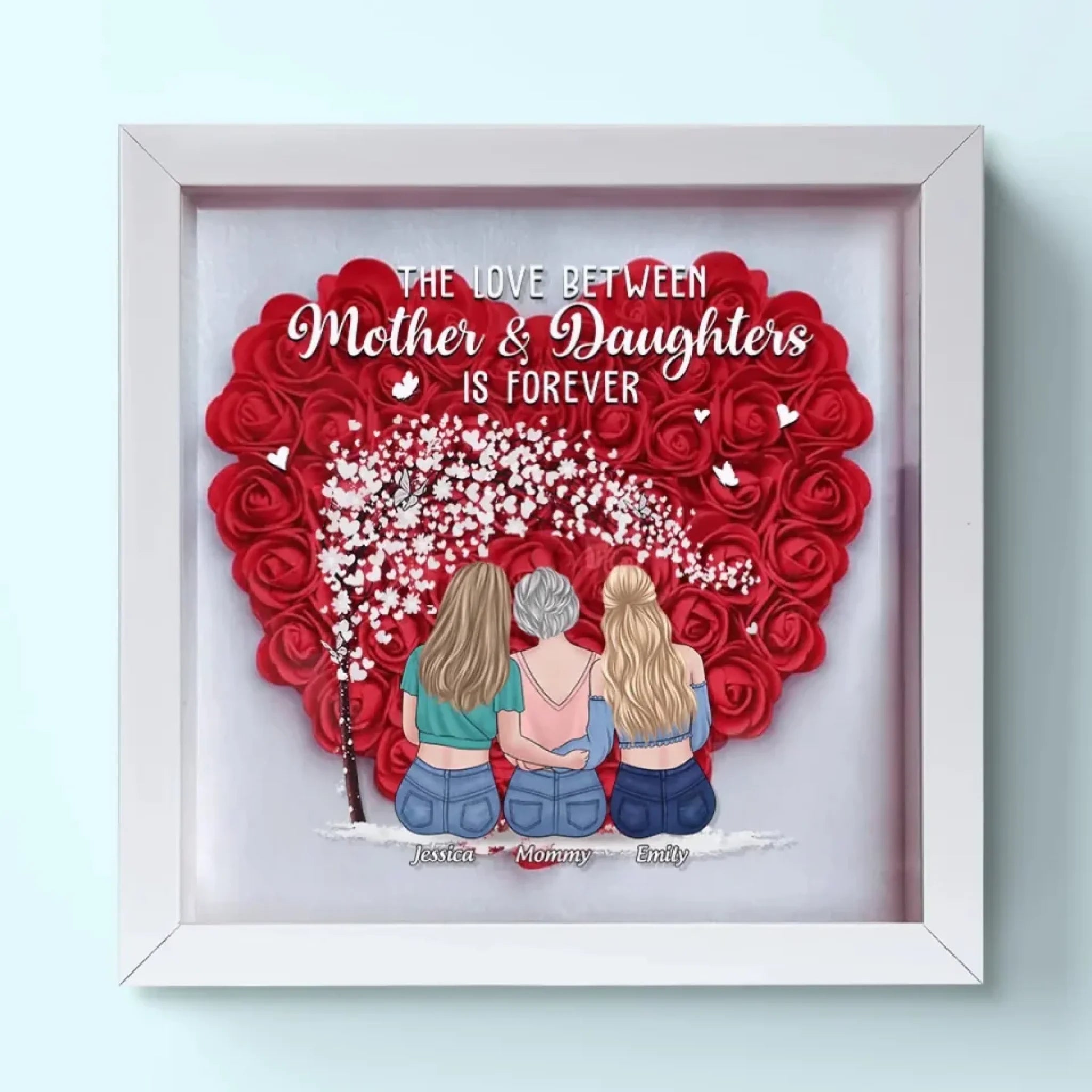 Behind Every Strong Daughter Is A Truly Amazing Mom - Family Personalized Custom Flower Shadow Box - Mother's Day, Gift For Mom, Grandma