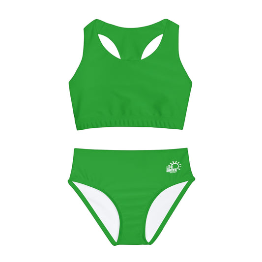 Glare Little Girls Two-Piece Swimsuit - Lime – LifeBrite Active