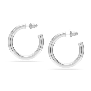 Women's Sterling Silver Hoop Earring with Click Top - Silver (30mm)