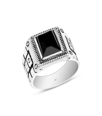 925 Sterling Silver Black Onyx Stone Finger Ring