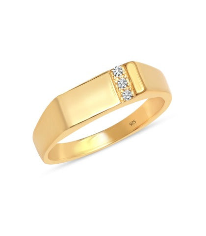 Gold Plated Cubic Zirconia Sparkling Pave Minimalist Stackable Finger Ring